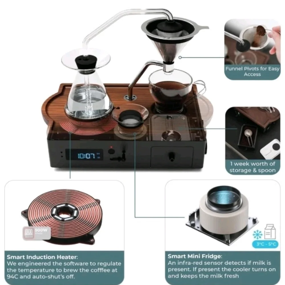 Barisieur Coffee Alarm Clock Coffee Maker in Black Walnut - Picture 8 of 8